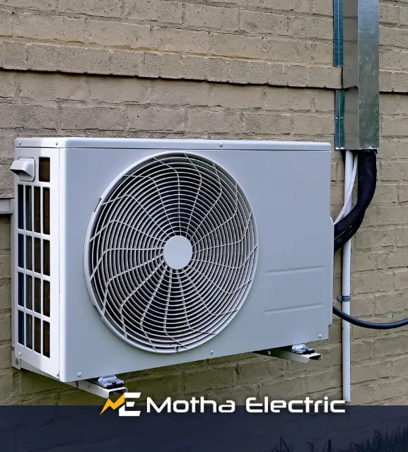 Outdoor mini-split unit installed by Motha Electric in Middlesex County, MA.